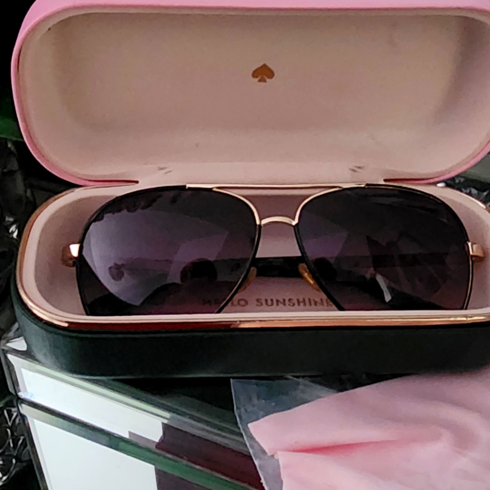 Kate Spade Hello Sunshine Aviators Black and Gold Sunglasses